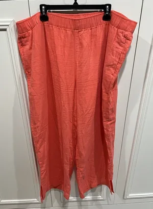 Old Navy Gauzy Cotton Wide Leg Pants Size‎ XXL Coral Pink Pull On Beach Casual thumbnail 1