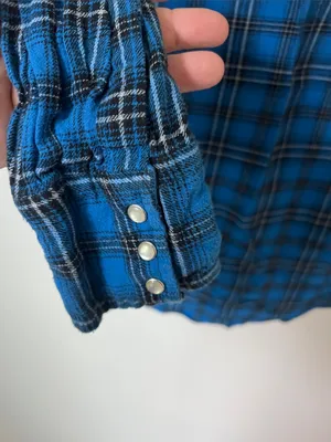 Wrangler Wrancher Blue Plaid Pearl Snap western shirt ➕ thumbnail 6