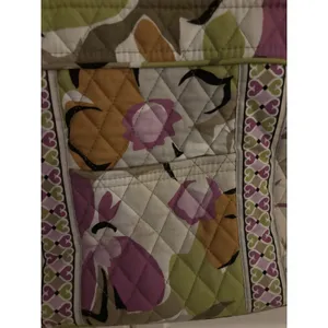 Vera Bradley Mocha‎ Rouge Floral Quilted Cotton Zip Top Tote Bag Shoulder Purse thumbnail 2