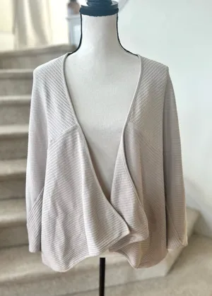 Free People Beach Stone Beige Open Rib Knit Dolman Sleeve Oversize Cardigan thumbnail 1