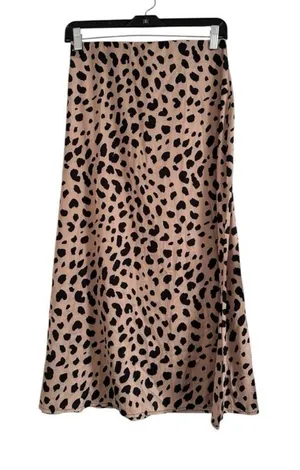 Leopard Print A-Line Midi Skirt in Beige and Black EUC thumbnail 1