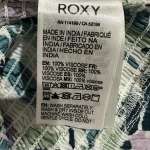 Roxy‎ Women's Smocked Puff Sleeve Crop Top Tropical Print Size Large thumbnail 8