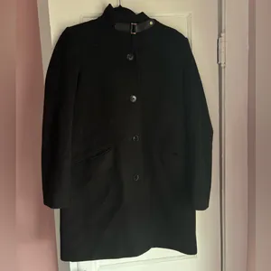Lauren Ralph Lauren Wool Blend Black Coat Buckle Neck Button Front Size 6 thumbnail 2