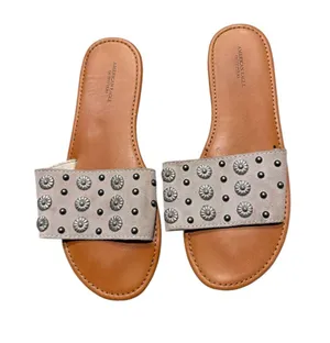 American Eagle | Tan and Silver Studded Sandals size 9 thumbnail 1