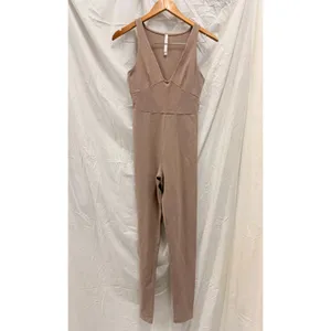 Aritzia Babaton Contour V-Neck‎ Jumpsuit in Nude Beige Small Kim K Kardashian thumbnail 3