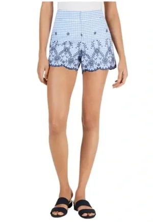 MAISON JULES Womens Light Blue Embroidered Printed Shorts Size 8 thumbnail 1