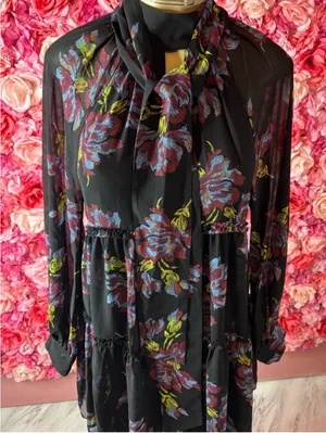 Bold Cinq à Sept Black Multi Floral Dress Size 4 thumbnail 6