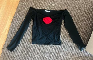 Reformation Black Off The Shoulder Rose Top thumbnail 1
