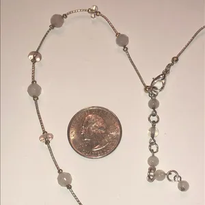 Silver Tone Boho Dainty Pink Beaded Necklace thumbnail 4