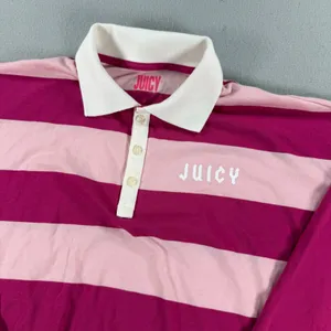 Y2k Juicy by Juicy Couture Pink Striped Long Sleeve Cropped Rugby Polo Small thumbnail 7