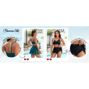 Blooming Jelly Bikini Army Green Two Piece Swimsuit Tie Knot Mesh Skirt 2XL (14) thumbnail 7