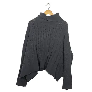 Pol Turtleneck Sweater Women's Medium Dark Gray Cable Knit High-Low Hem Pullover thumbnail 4