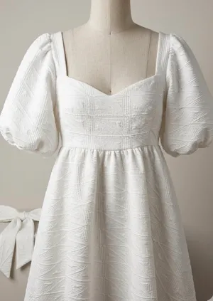 Free People White Violet Puff Sleeve Mini Dress - Size(S) thumbnail 1
