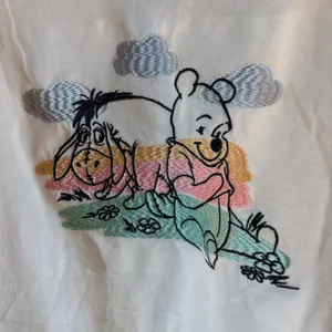 Disney Winnie the Pooh Eeyore‎ Embroidered White T-Shirt XL thumbnail 2