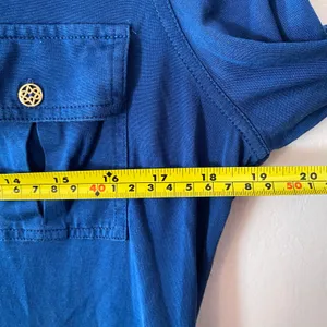 Antonio Melani Blue Button Down Shirt 100% Silk Minimalist Women's size Medium thumbnail 7