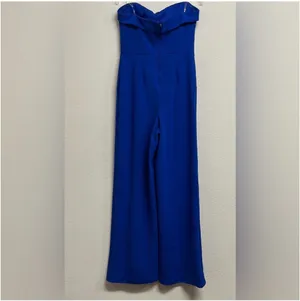 crystal sky dark blue off shoulder pantsuit thumbnail 3