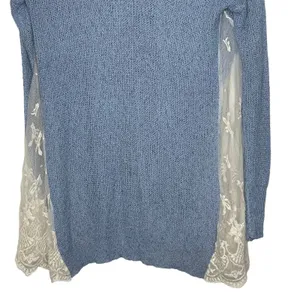 Altar'd State Cardigan Sweater Size Small Blue With White‎ Floral Lace Sides thumbnail 8