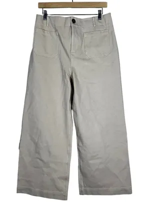 NWT Bohme Wide Leg Solid Crop Pants Tan Minimalist High Rise Pockets Size XL thumbnail 1