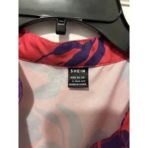 SHEIN Ruffle Tiered Sleeveless Pink Blue Floral Dress Women's Size Large Midi thumbnail 2