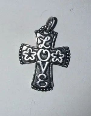 James Avery Silver LOVE Floral Cross Pendant thumbnail 1