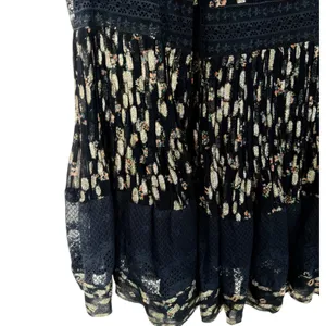 NWT Anthropologie Maeve V-Neck Lurex Tiered Mini Dress Navy Metallic Size Medium thumbnail 10