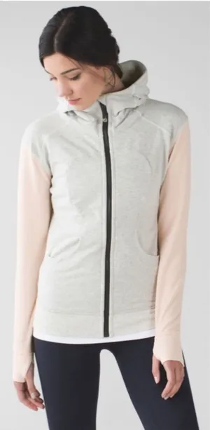 Lululemon On The Daily Hoodie Heathered White / Butter Pink size 8 thumbnail 1