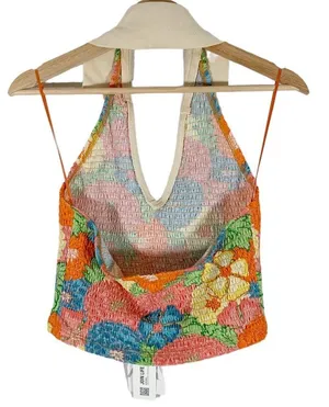 NEW ZARA Floral Print Halter Top Size Large thumbnail 3