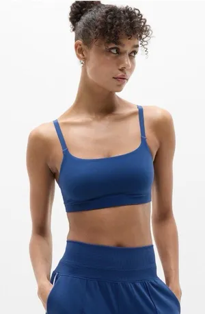 New Athleta M Vitaform Bodymove Scoop Bralette Medium Cup D-DD Maritime Blue thumbnail 1