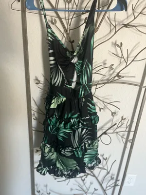Tropical palm tree vacation dress Green Size M thumbnail 3