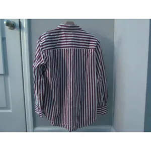 Talbots Button Down Shirt S Burgundy White Striped‎ Cotton Long Sleeve Classic thumbnail 2