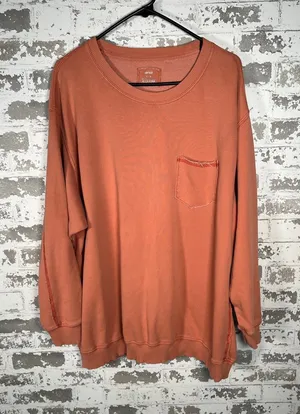 Aerie | women distressed peach crewneck pullover with pocket thumbnail 1