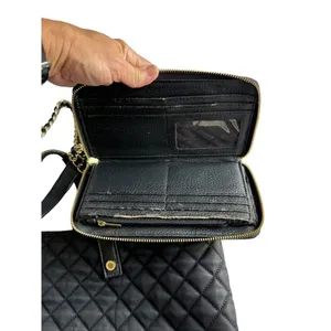 Steve Madden Black Quilted Tote & Wallet Set- note wear thumbnail 4