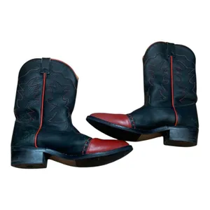 Dan post size 5 D Black Red leather Cowboy Boots country western rodeo thumbnail 4