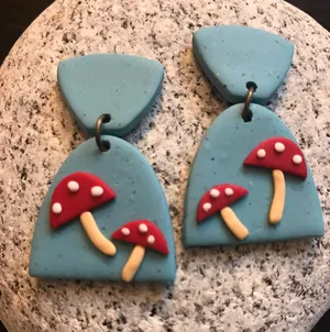 Handmade Polymer Clay Mushroom Earrings thumbnail 1