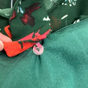 C/MEO Collective Elude Midi Dress Green Floral Front Ruffles‎ Halter Neck XS thumbnail 10