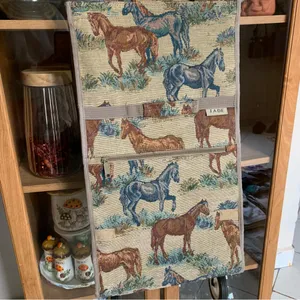 Jade Horse Print Tapestry Rolling Tote Bag Expandable Luggage Bag Folding Wheels thumbnail 3