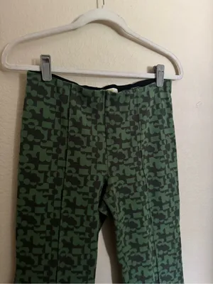 Maeve The Margot Kick-Flare Cropped Pants Sz Small Green Grey Funky Teacher thumbnail 5