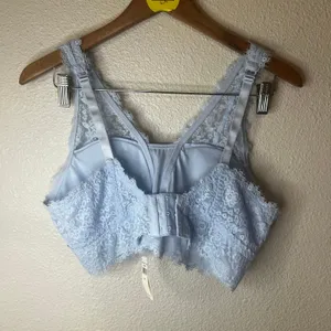 Aerie light blue lace V neckline plunge bralette NEW XL thumbnail 5