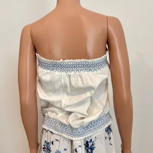 Anthropologie large Breezy Tube top linen embroidered smocked TS 3530 thumbnail 9
