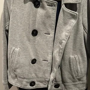 American Eagle Outfitters‎ XL Vintage Y2K Fleece Light Gray Peacoat thumbnail 5