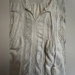 Lucky Brand White Sleeveless Casual Open Lace Panels crochet Top nwot thumbnail 3