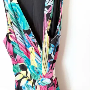 Anthropologie Cupro Faux Wrap Maxi Dress Size 0 Floral‎ Resort Tropical Vacation thumbnail 4