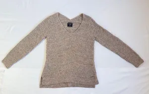 Abercrombie V-Neck Knitted Sweater in Rib - Pink/Grey Marl - M thumbnail 11