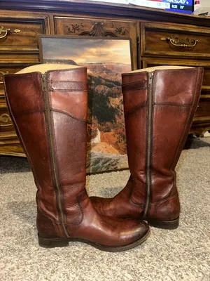 FRYE Molly Button Tall Brown Leather Riding Boots thumbnail 5