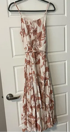 Mine White and Pink Floral Tiered Maxi Dress thumbnail 1