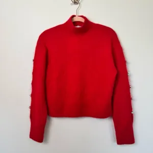 NWT & Other Stories Red Mohair Wool Rhinestone Cropped Sweater XS thumbnail 7