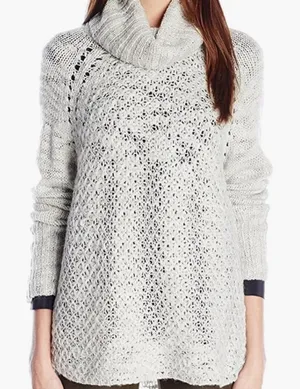 Sanctuary Wool Blend Cowl Tunic Sweater In light grey size M thumbnail 1