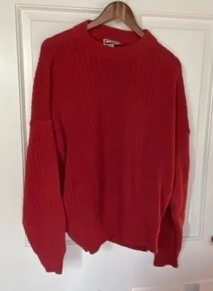 Vintage Oversized Textured Pattern‎ Grandpa Sweater Red Size XL thumbnail 1