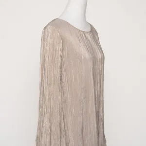 Betsy & Adam - Gold‎ Metallic Pleated Long-Sleeve Mini Dress thumbnail 10