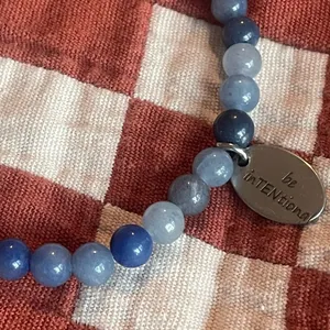 Blue Beaded Bracelet with Inspirational Charm Be Intentional thumbnail 4